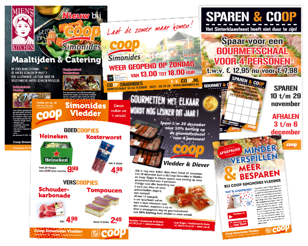 affiches, flyers, folders en stempelkaarten